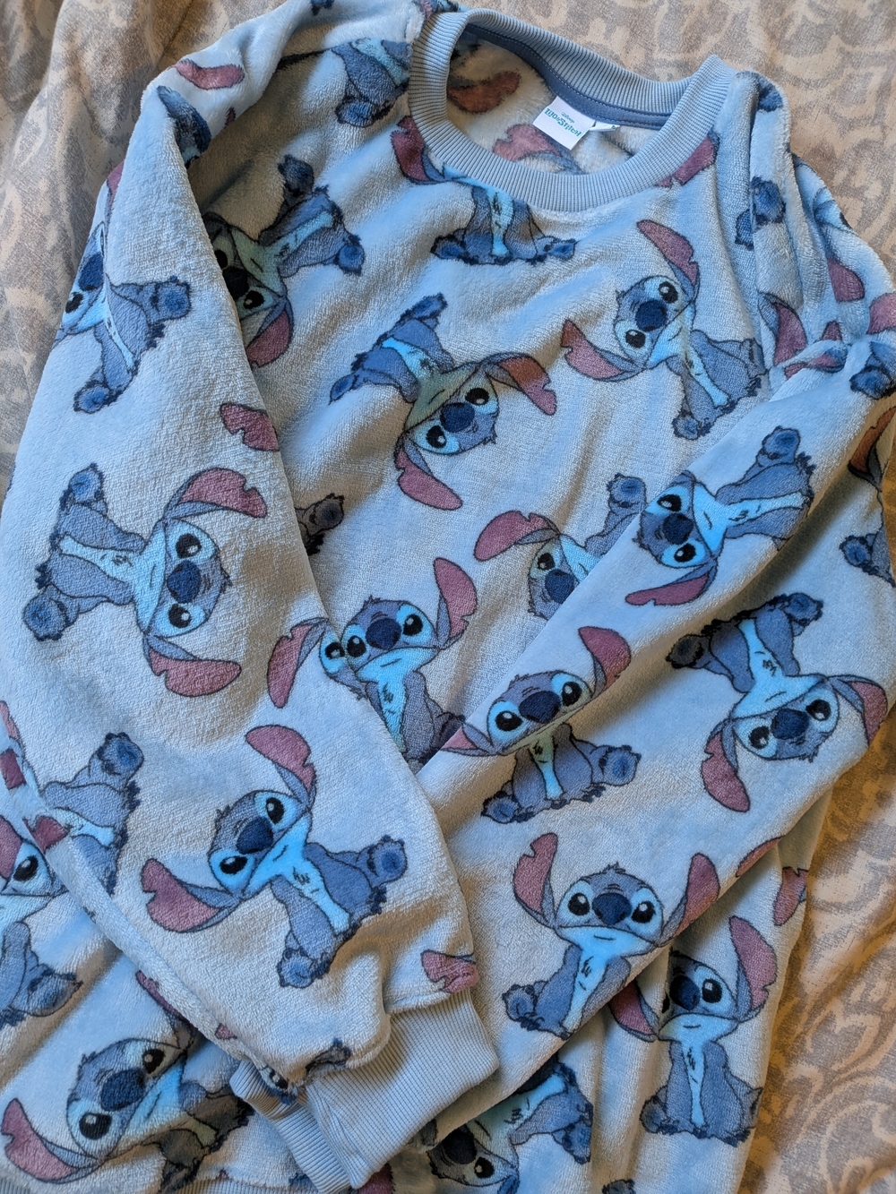 Disney Plush Lined Blue Gray Sweatshirt with Logo Tag